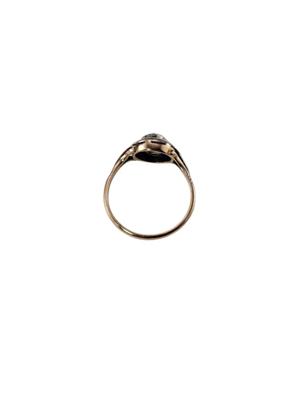 Vintage Yellow Gold and Sterling Silver Point Cut Diamond Ring Size 7.25 #25446